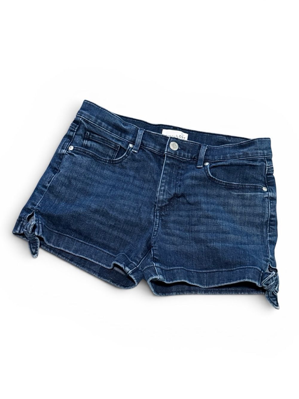 Ann Taylor Loft Women’s 28 Dark Blue Stretch Denim Shorts W/Bottom Side Ties